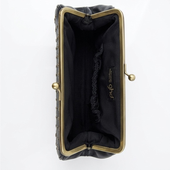 GHD Black Studded Frame Clutch Handbag - Picture 3 of 3